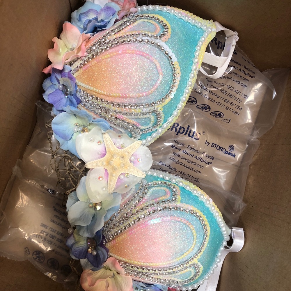 Mermaid rave bra shipping - SOLD